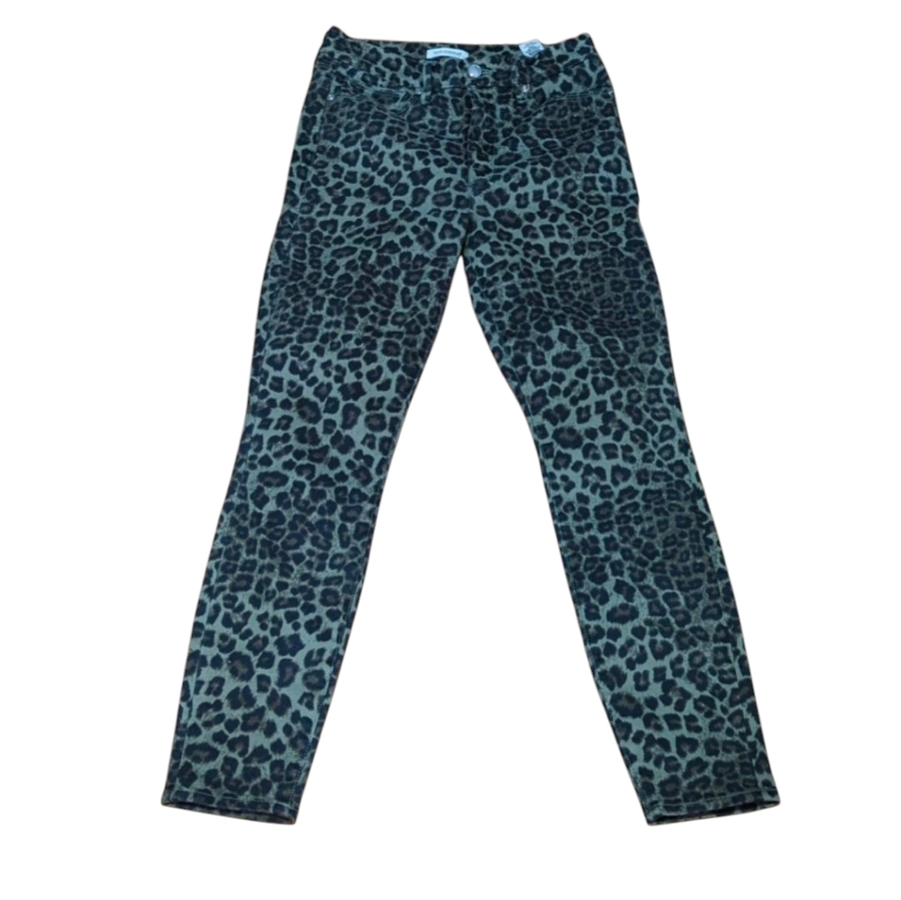Good American Good Waist Crop Skinny Jeans Sage Leopard 4/27